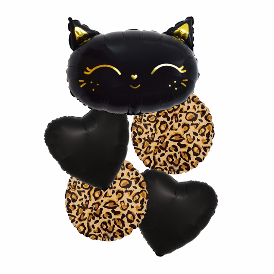 Leopard Glam Kitty Heart Foil Balloon Kit