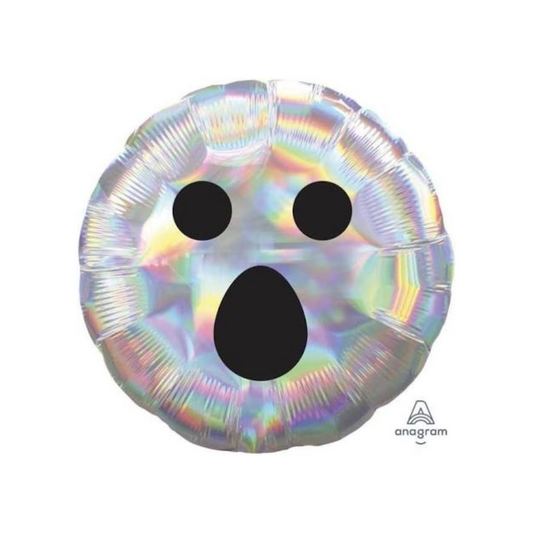 Iridescent Ghost Face Round Halloween Balloon 18”