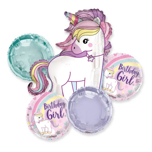Rainbow Unicorn Birthday Girl Balloon Bouquet Kit