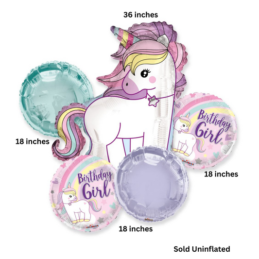 Rainbow Unicorn Birthday Girl Balloon Bouquet Kit