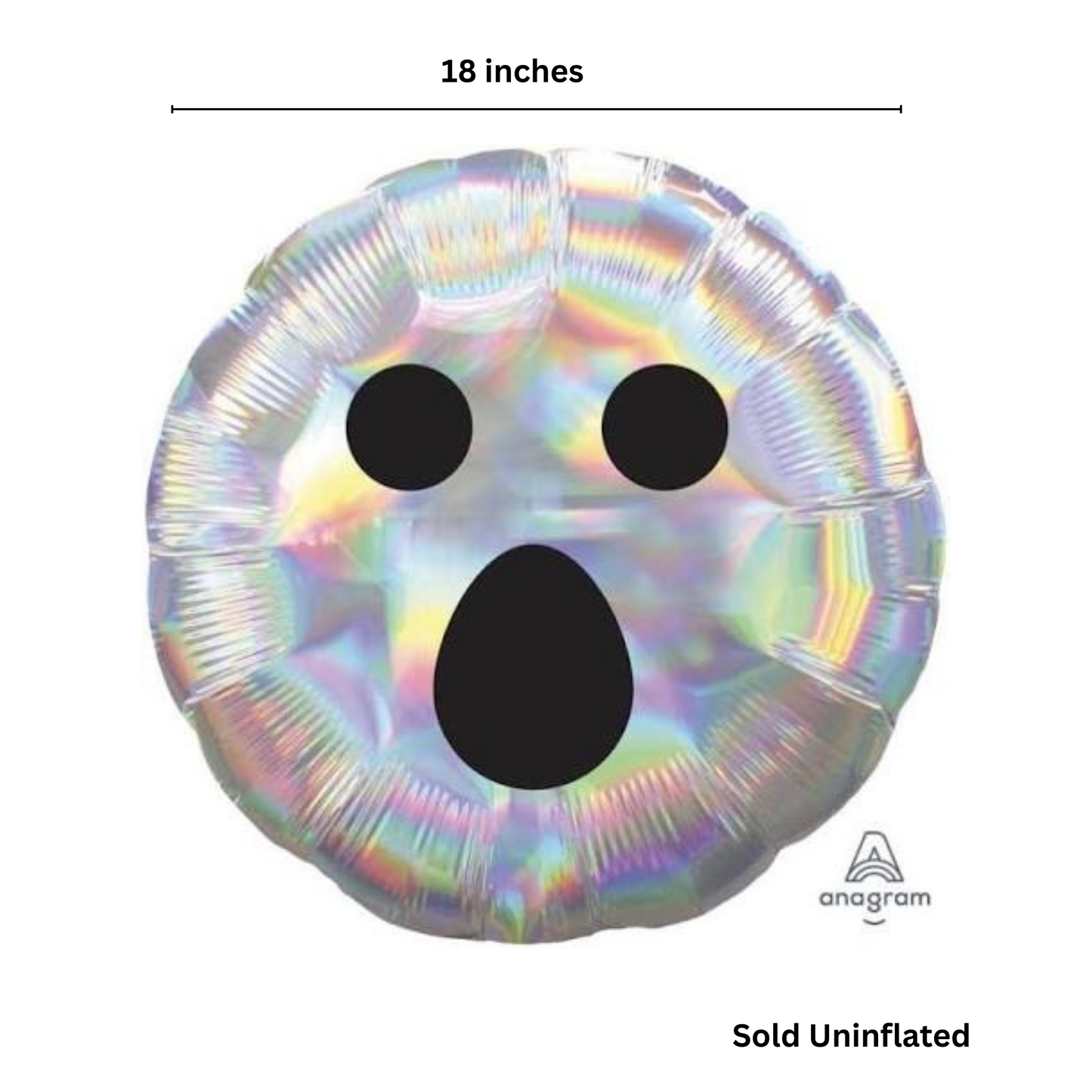 Iridescent Ghost Face Round Halloween Balloon 18”