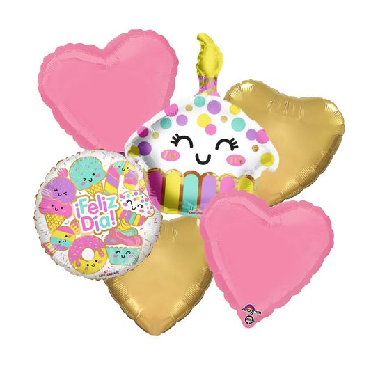 Kawaii Sweets Happy Birthday Balloon Bouquet Kit (Spanish)