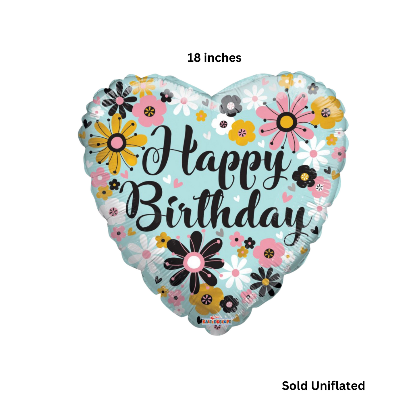 Happy Birthday Daisy Flower Heart Balloon 18”