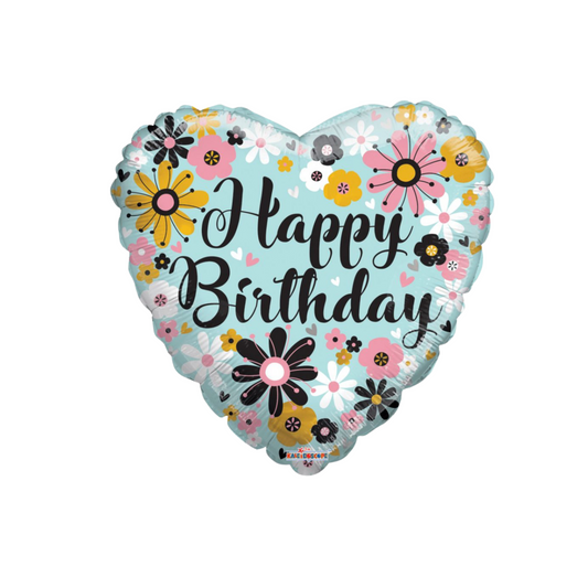 Happy Birthday Daisy Flower Heart Balloon 18”