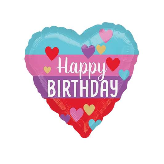 Happy Birthday Rainbow Heart Balloon 18”