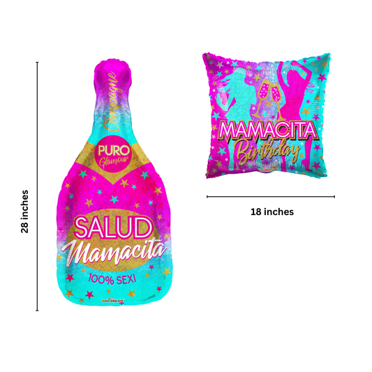 Sexy Mamacita Birthday Champagne Bottle Balloon Kit (Spanish)
